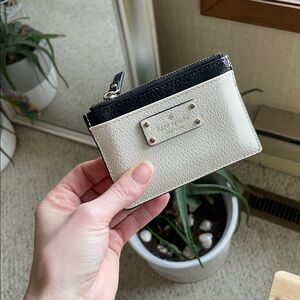Kate Spade Black and Cream Zip Coin Card Holder
